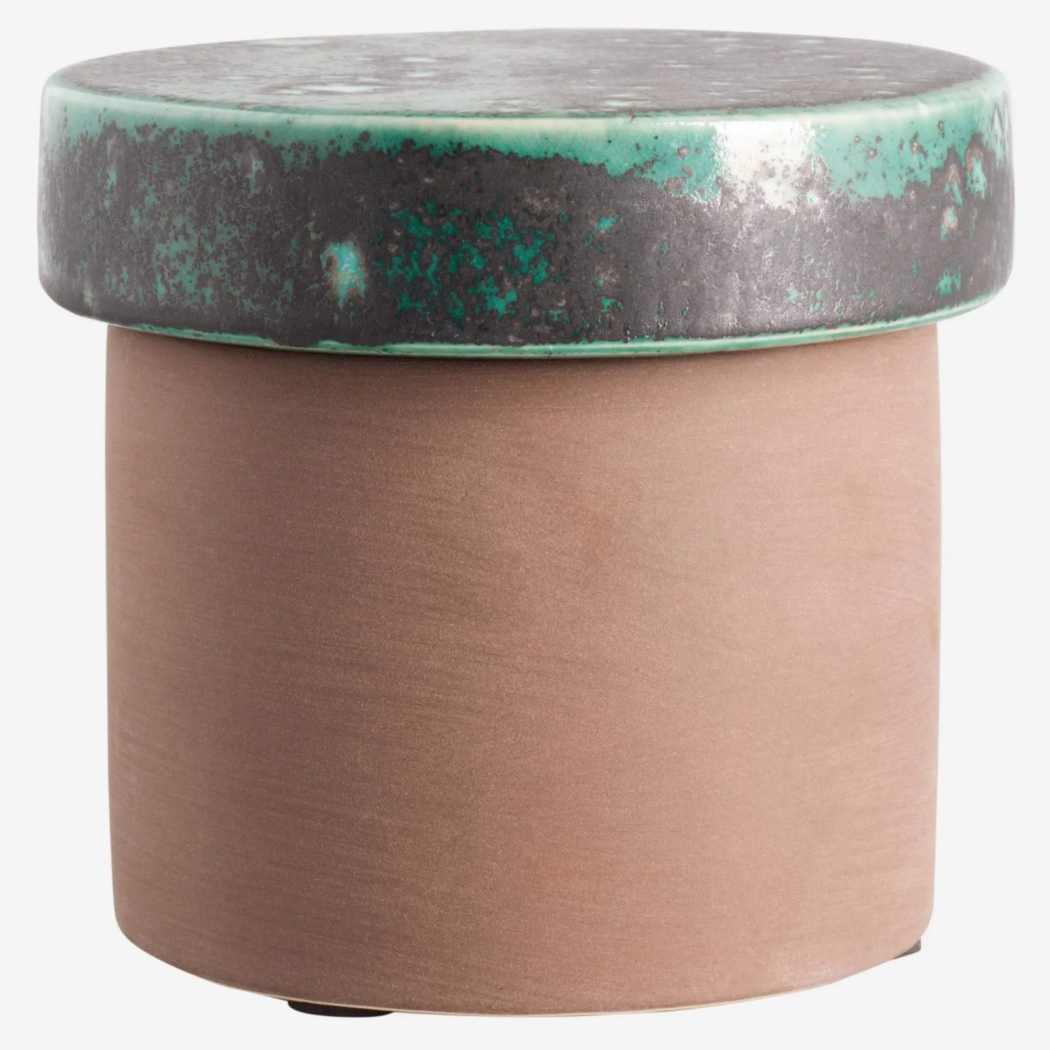 Dekorative runde Dose aus Fayence - 15 cm - Grün und Schwarz 