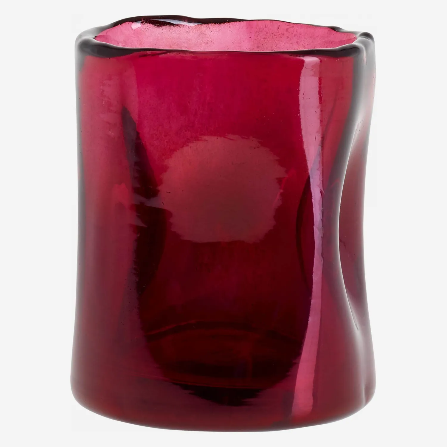 Photophore en verre - 9 cm - Rouge - 1