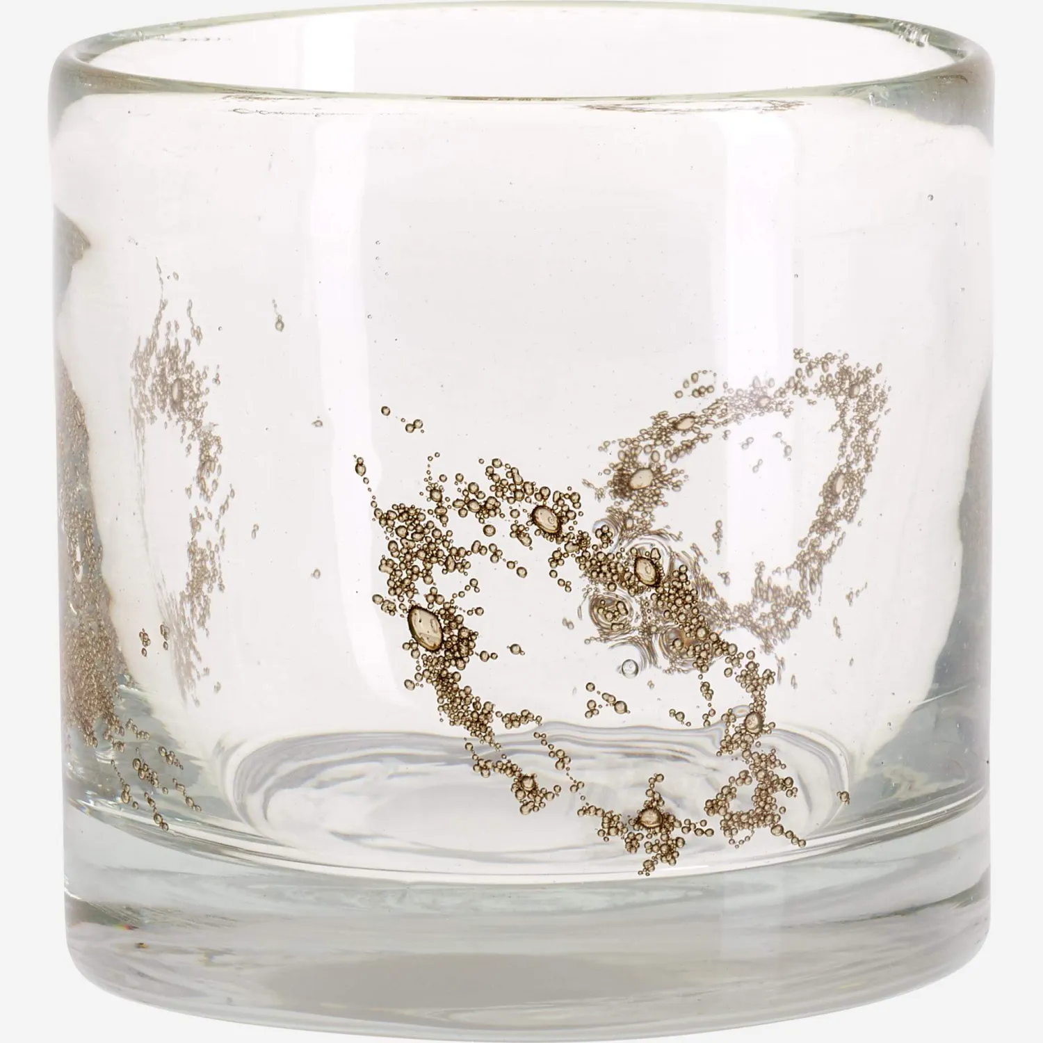 Portavelas en vidrio - 10 cm - Gotas doradas
