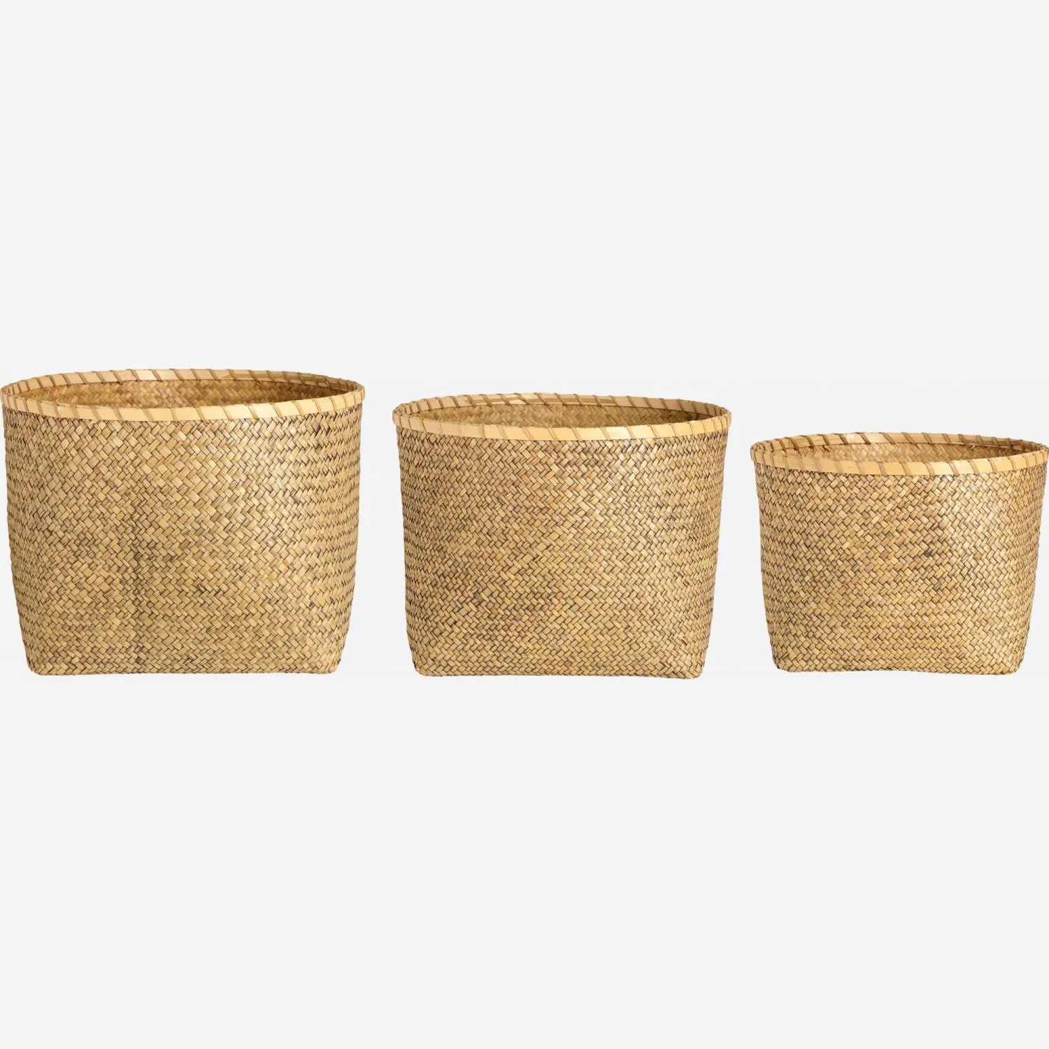 Lot de 3 paniers en feuilles de palmier - Naturel