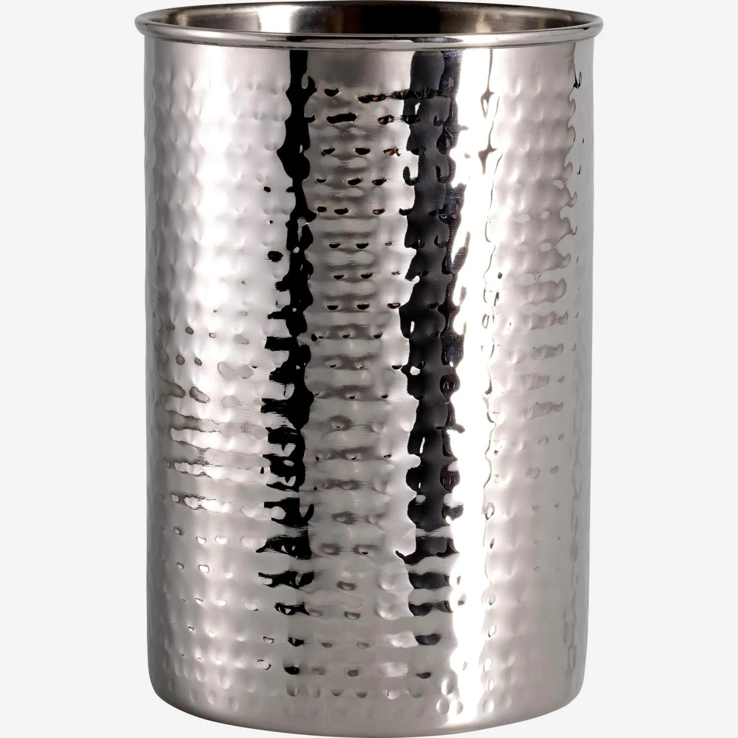 Pot à ustensiles en inox martelé - Argent