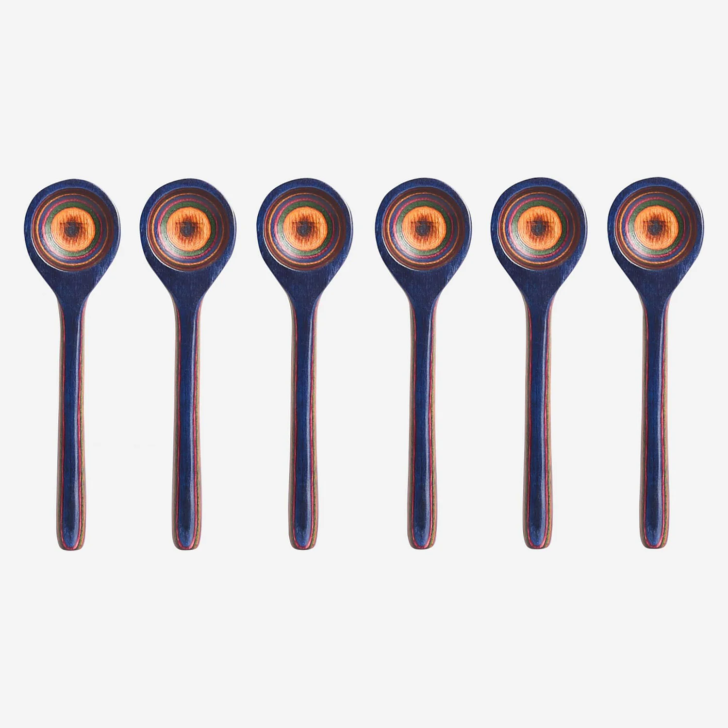 Lot de 6 cuillères à café en bois de pakka - Multicolore - 2