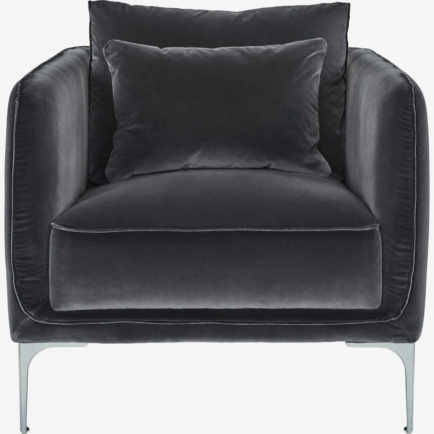 Fauteuil en velours - Gris argent