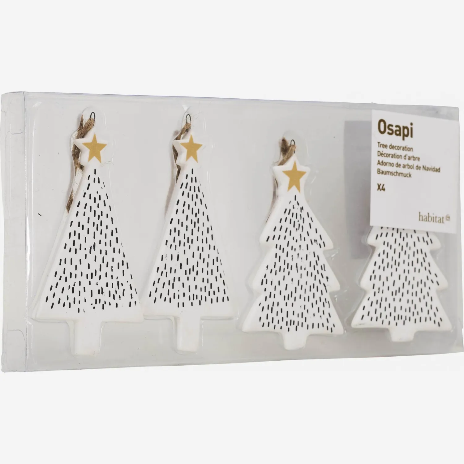 Lot de 4 Décorations - Sapins en porcelaine à accrocher 