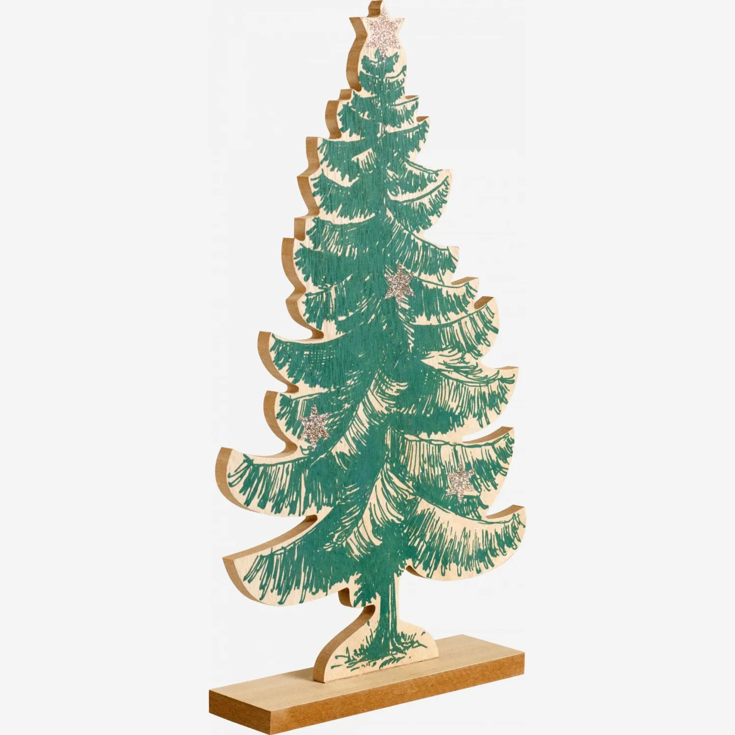 Sapin décoratif en bois - Vert - 37 cm