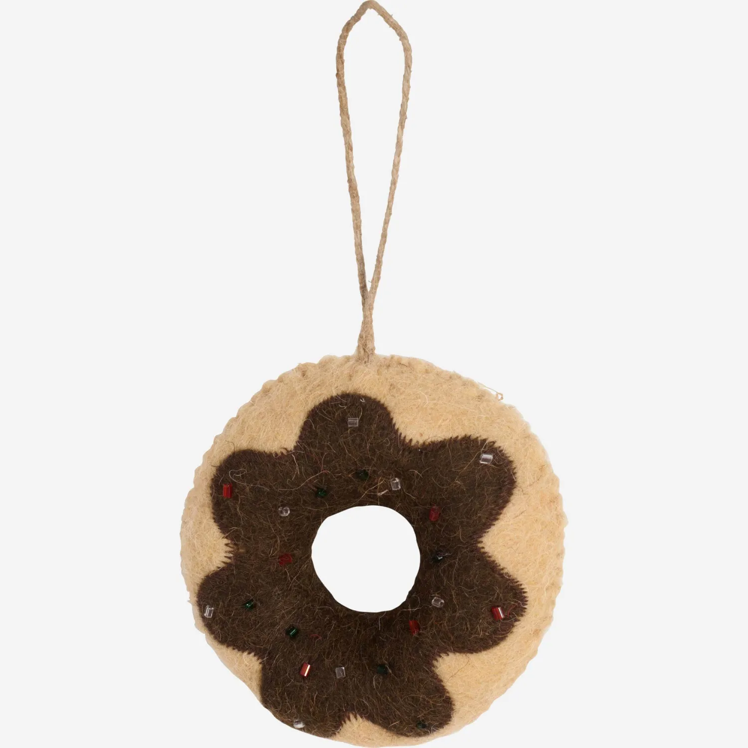 Décoration de Noël - Donut chocolat en feutre à accrocher 