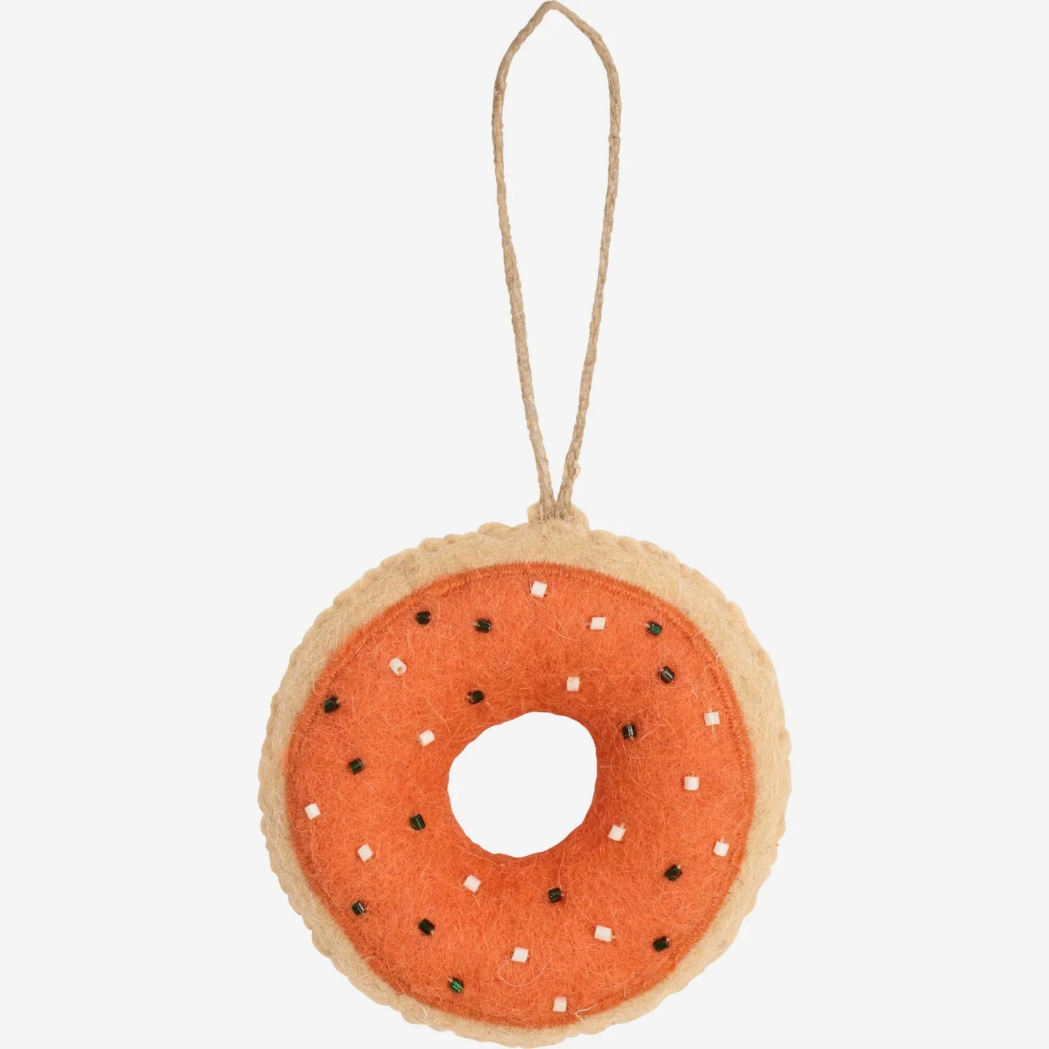 Décoration de Noël - Donut orange en feutre à accrocher 