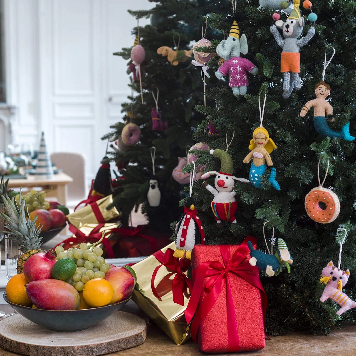Décoration de Noël - Donut orange en feutre à accrocher  - 1