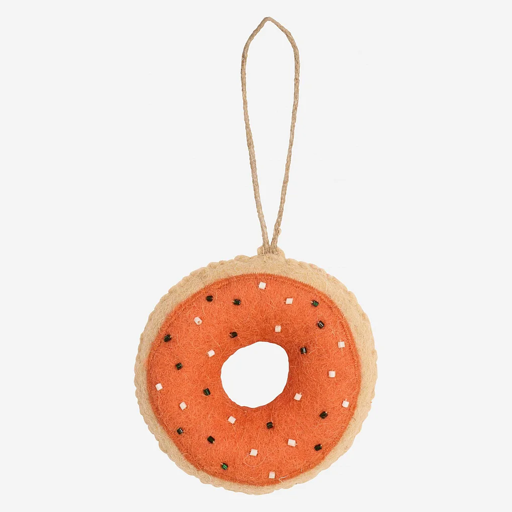 Décoration de Noël - Donut orange en feutre à accrocher  - 2