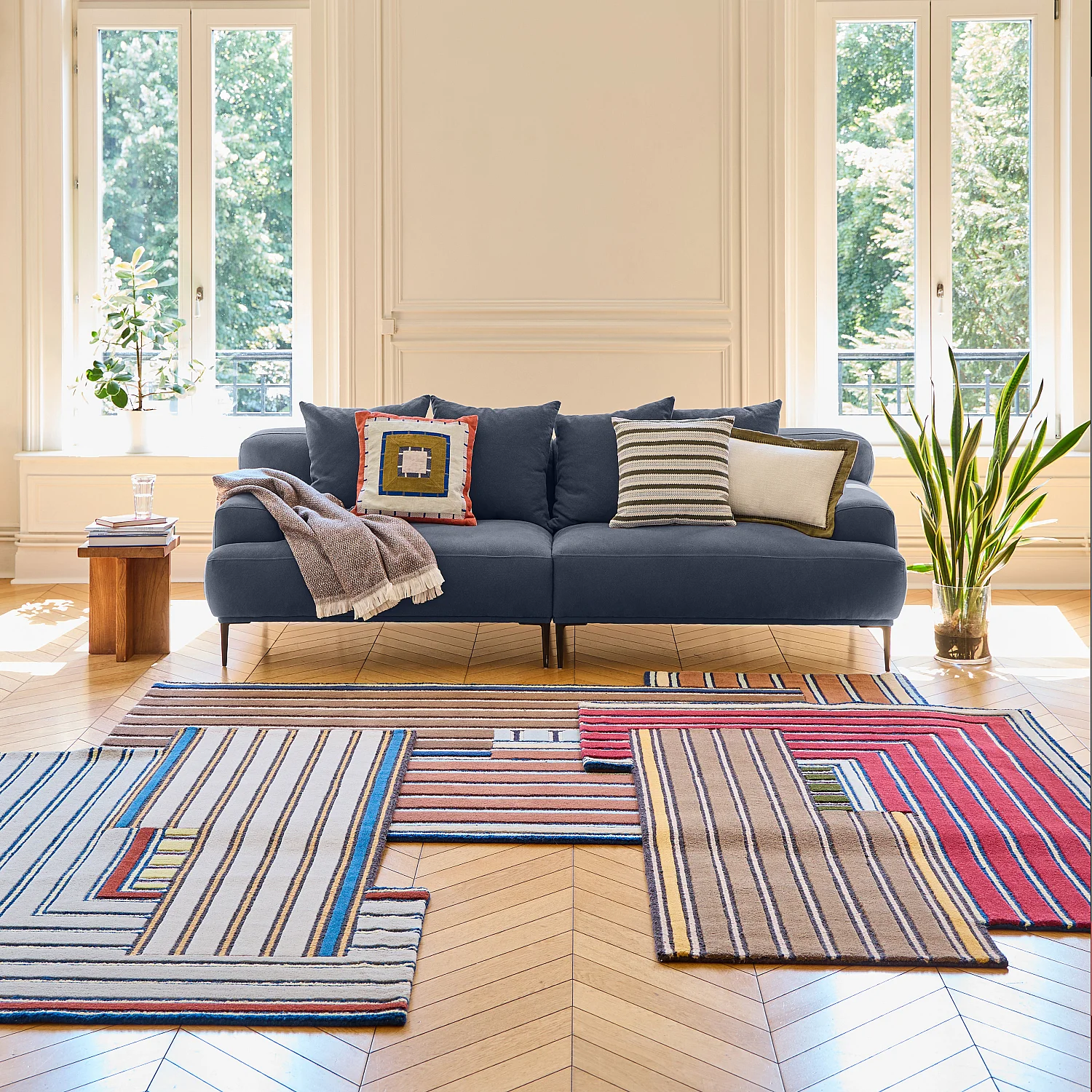 3-Sitzer-Sofa aus Leinen - Blau - 1