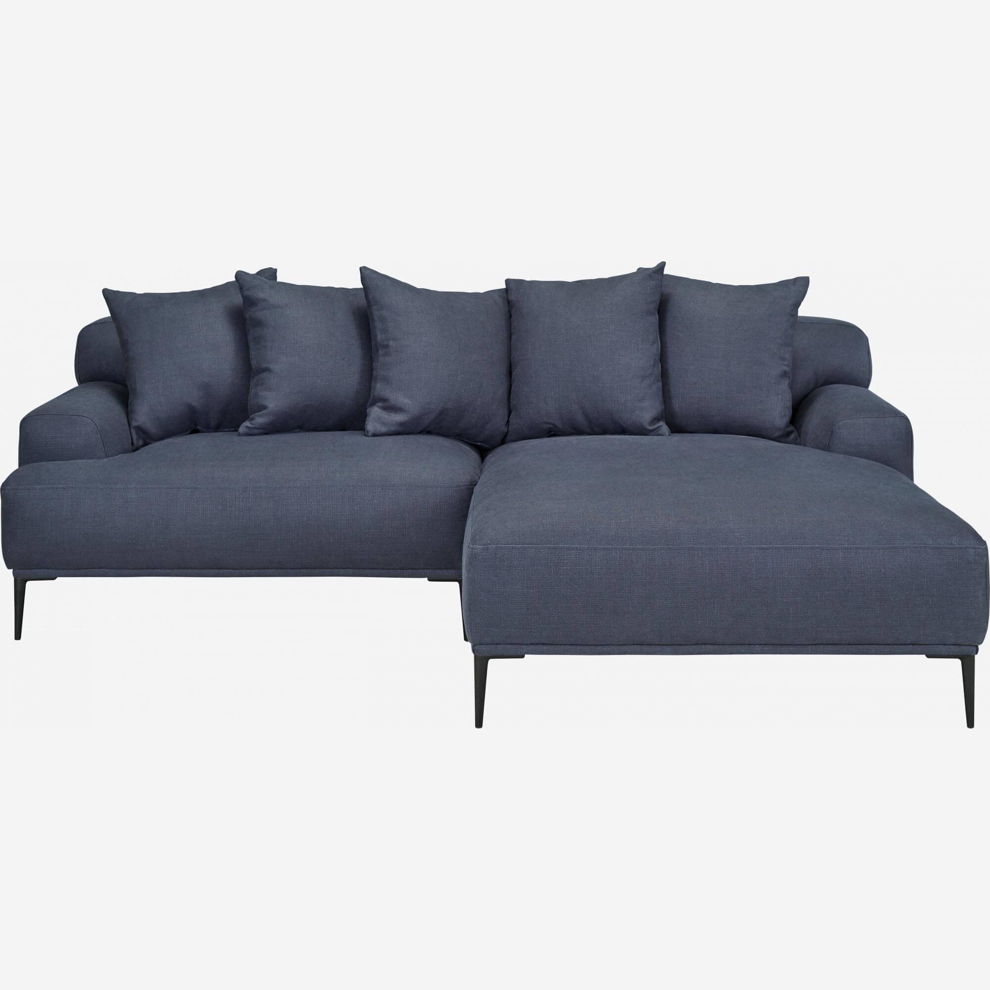 2-Sitzer-Sofa aus Leinen mit rechter Ecke - Blau