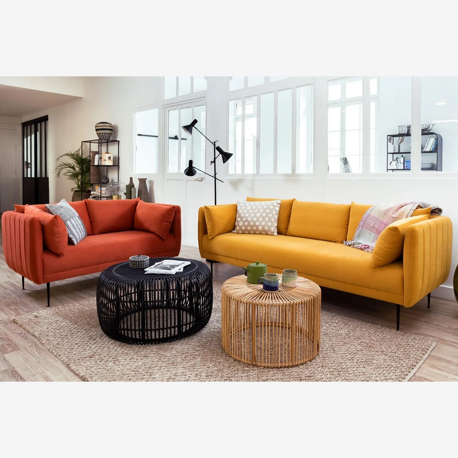 Canapé 3 places en velours - Terracotta - 4