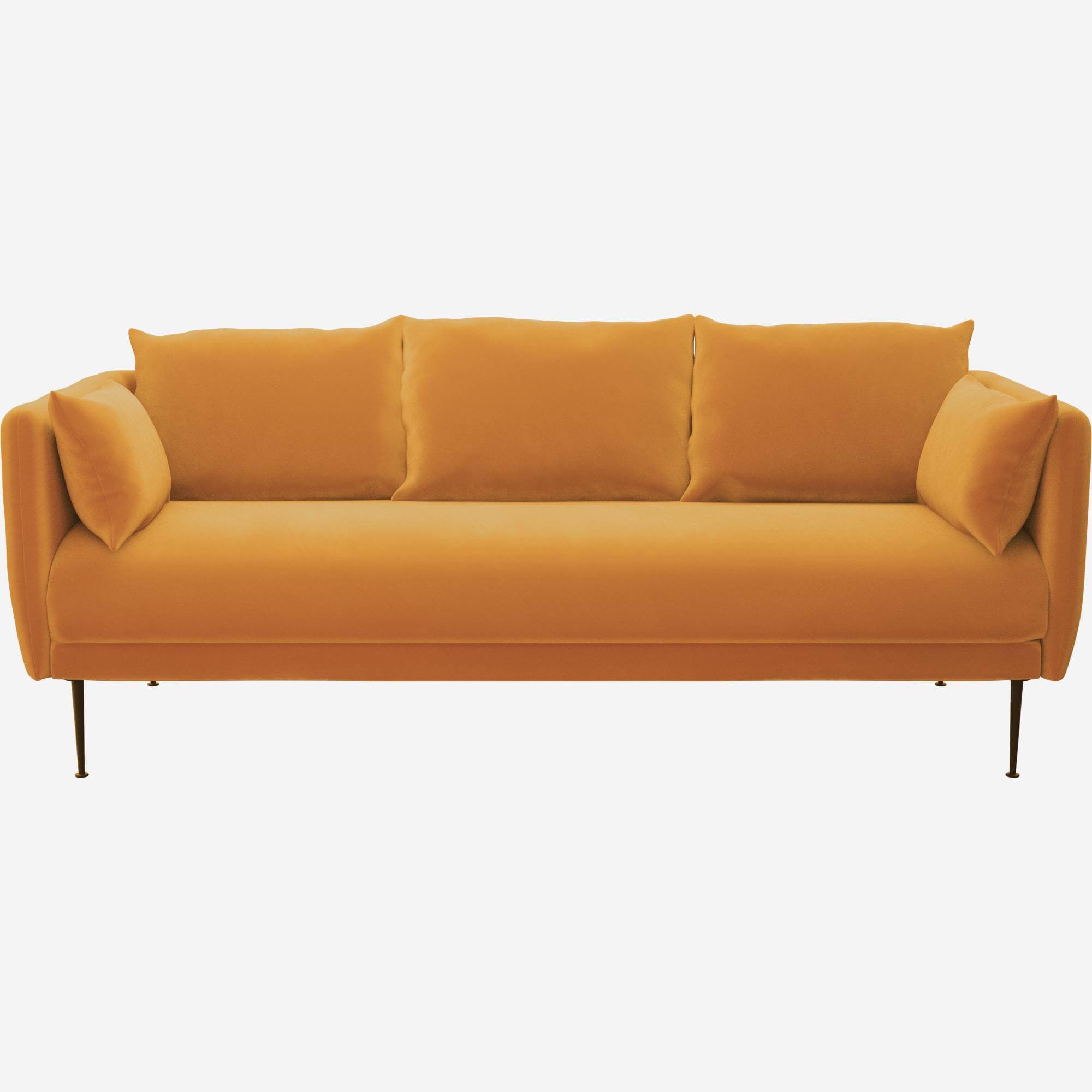 3-Sitzer-Sofa aus Samt - Gelb