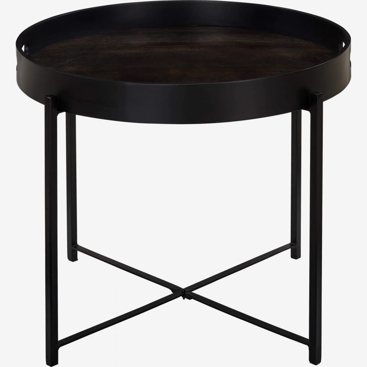 Mesa auxiliar redonda  de resina con bandeja extraíble - 59 cm