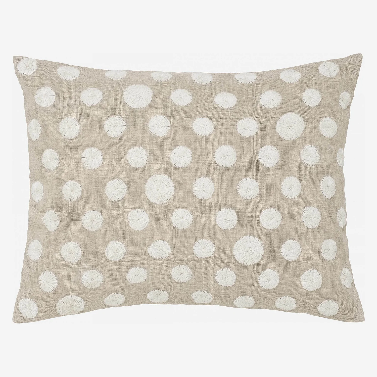 Coussin en lin avec fleurs brodées - 40 x 50 cm - Beige et Blanc - 2