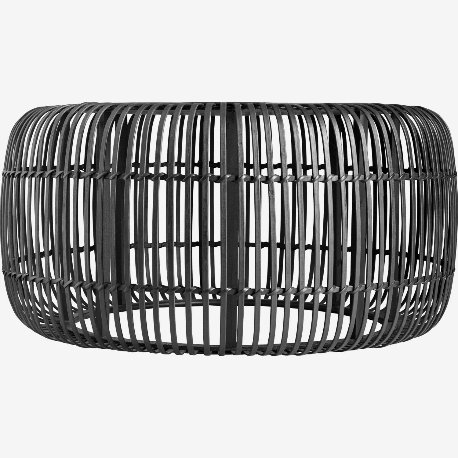 Runder Couchtisch aus Rattan - 78,5 cm - Schwarz