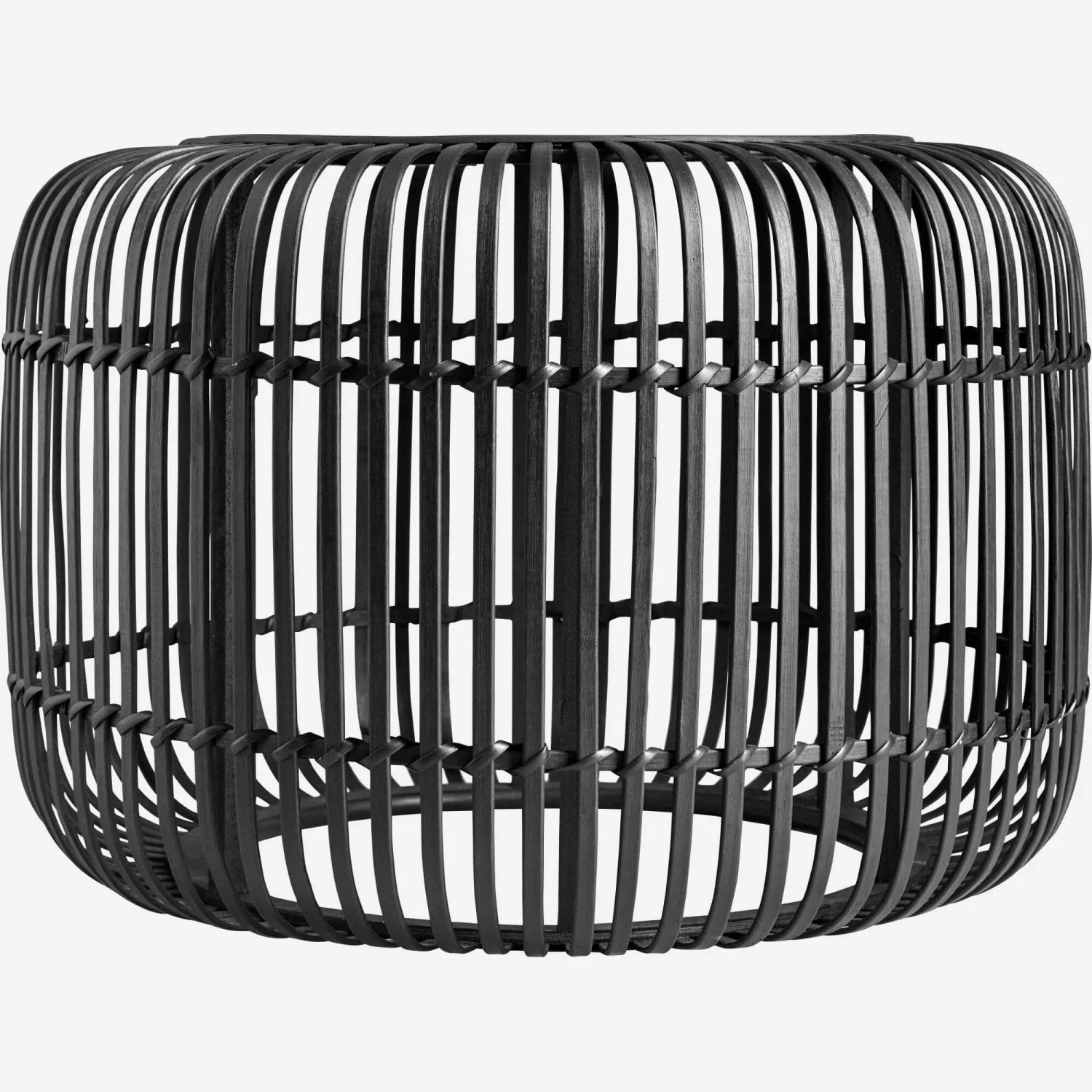 Runder Couchtisch aus Rattan - 54 cm - Schwarz