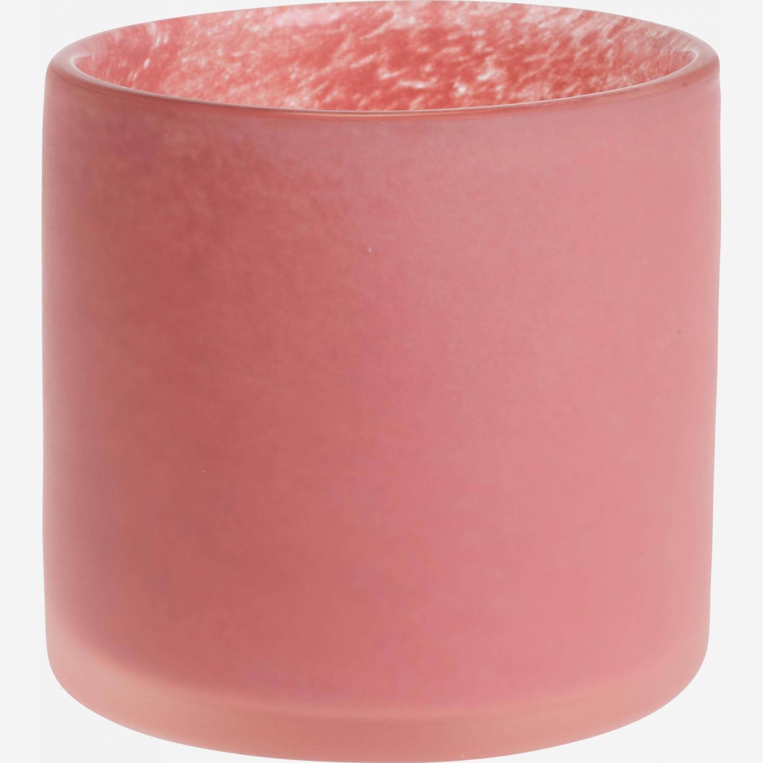 Photophore en verre soufflé bouche - H10 cm - Rose