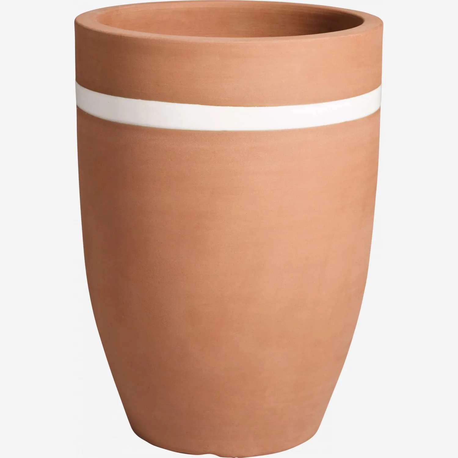 Cache-pot avec ligne blanche en faïence - 33 x 45 cm