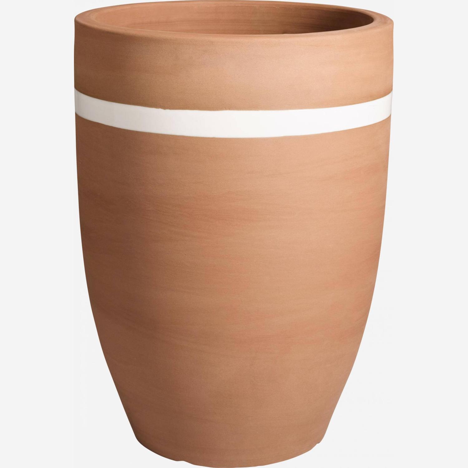 Cache-pot avec ligne blanche en faïence - 39,5 x 54 cm