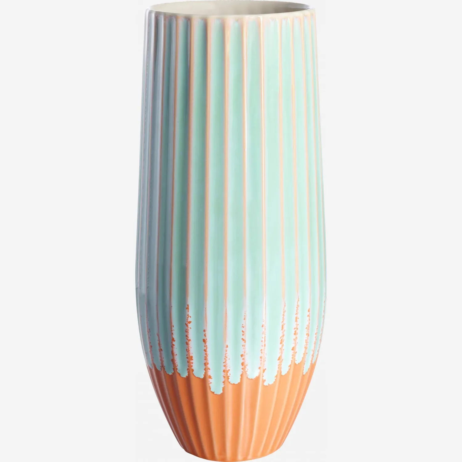 Vase bicolore en grès - Orange et Vert