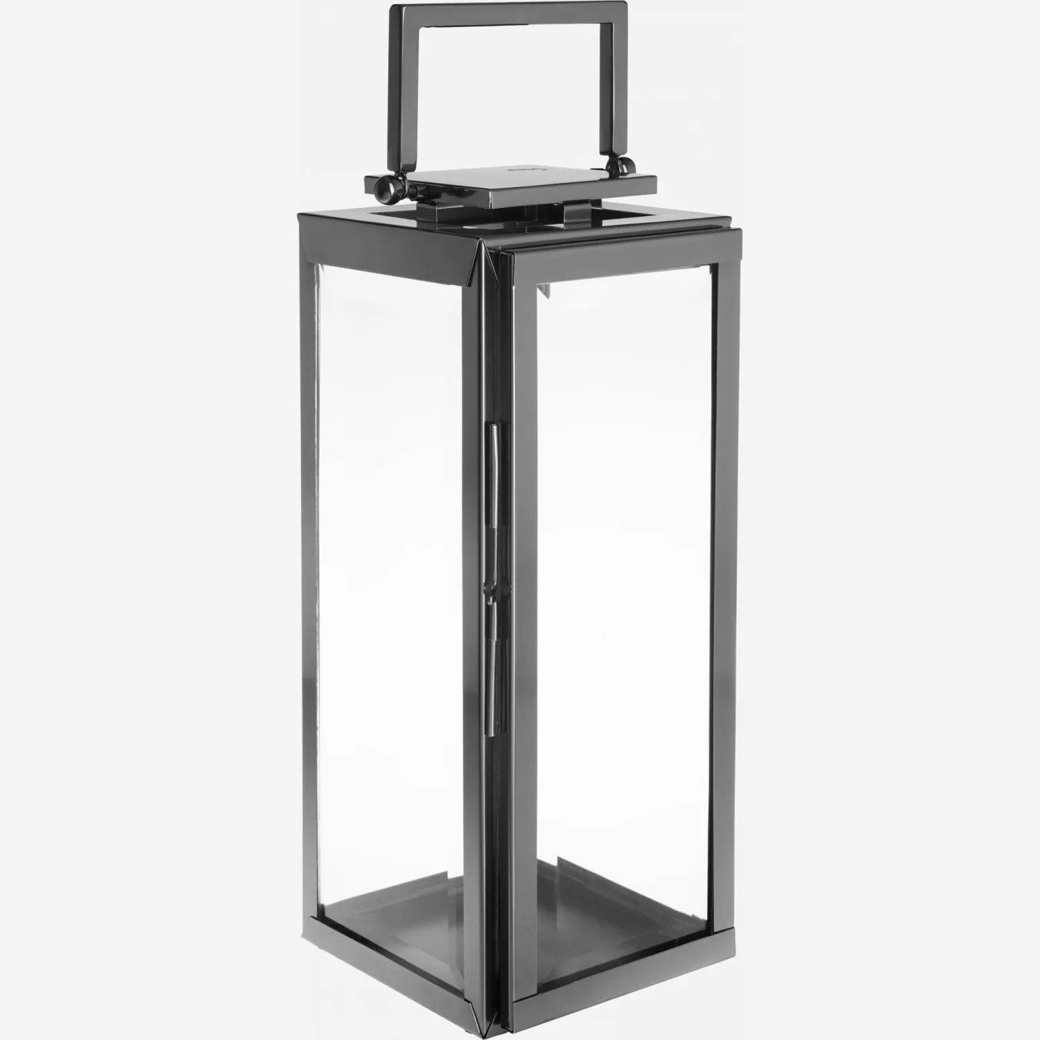 Lanterne en acier inoxydable et verre - Hauteur 45 cm - Noir 