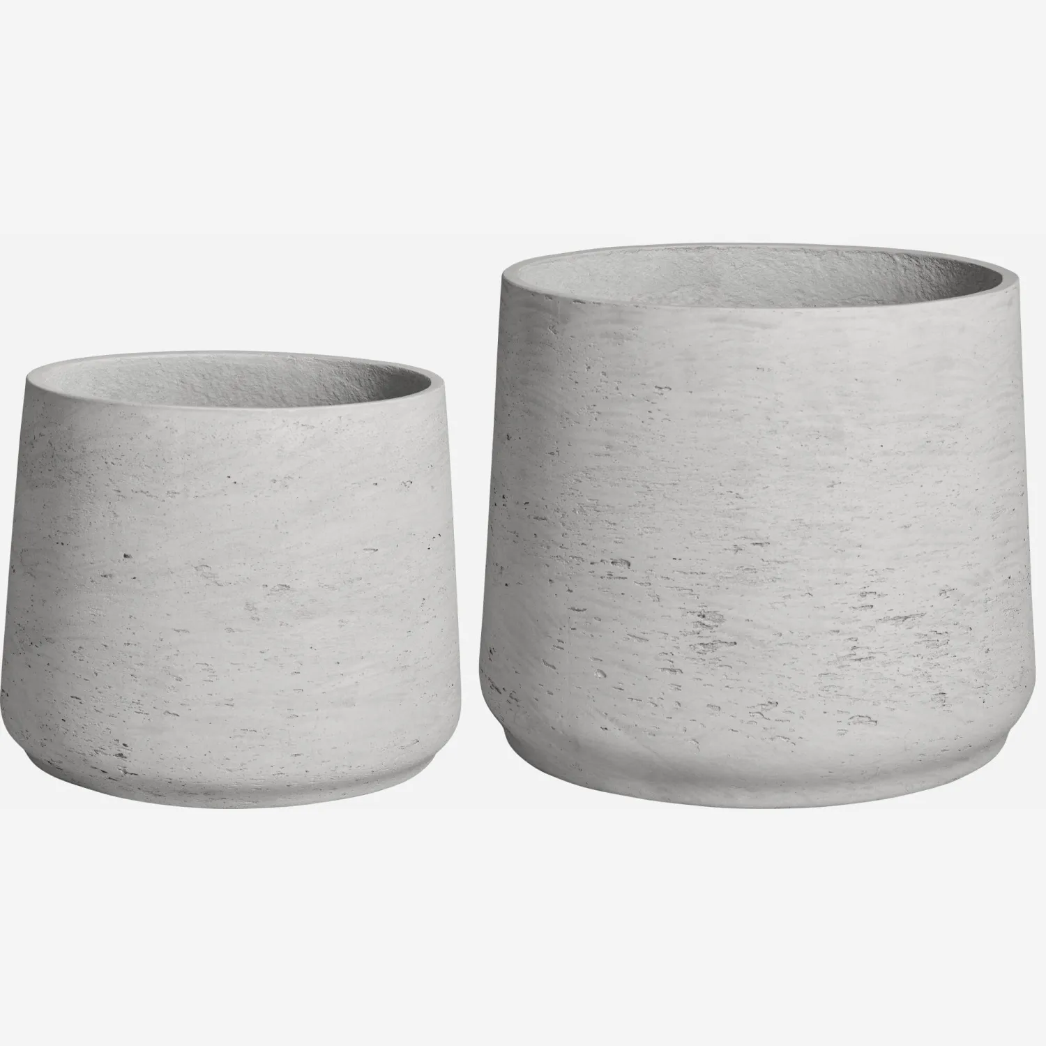 Lot de 2 cache-pots en ciment - Gris clair