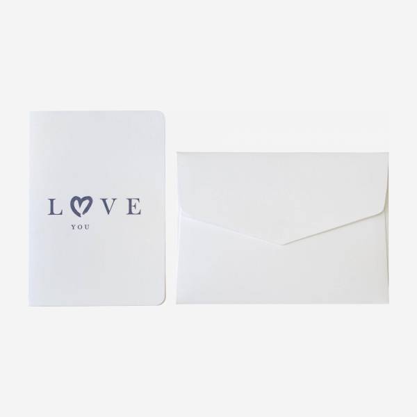 Karte "love you" mit weißem Umschlag - Design von Floriane Jacques