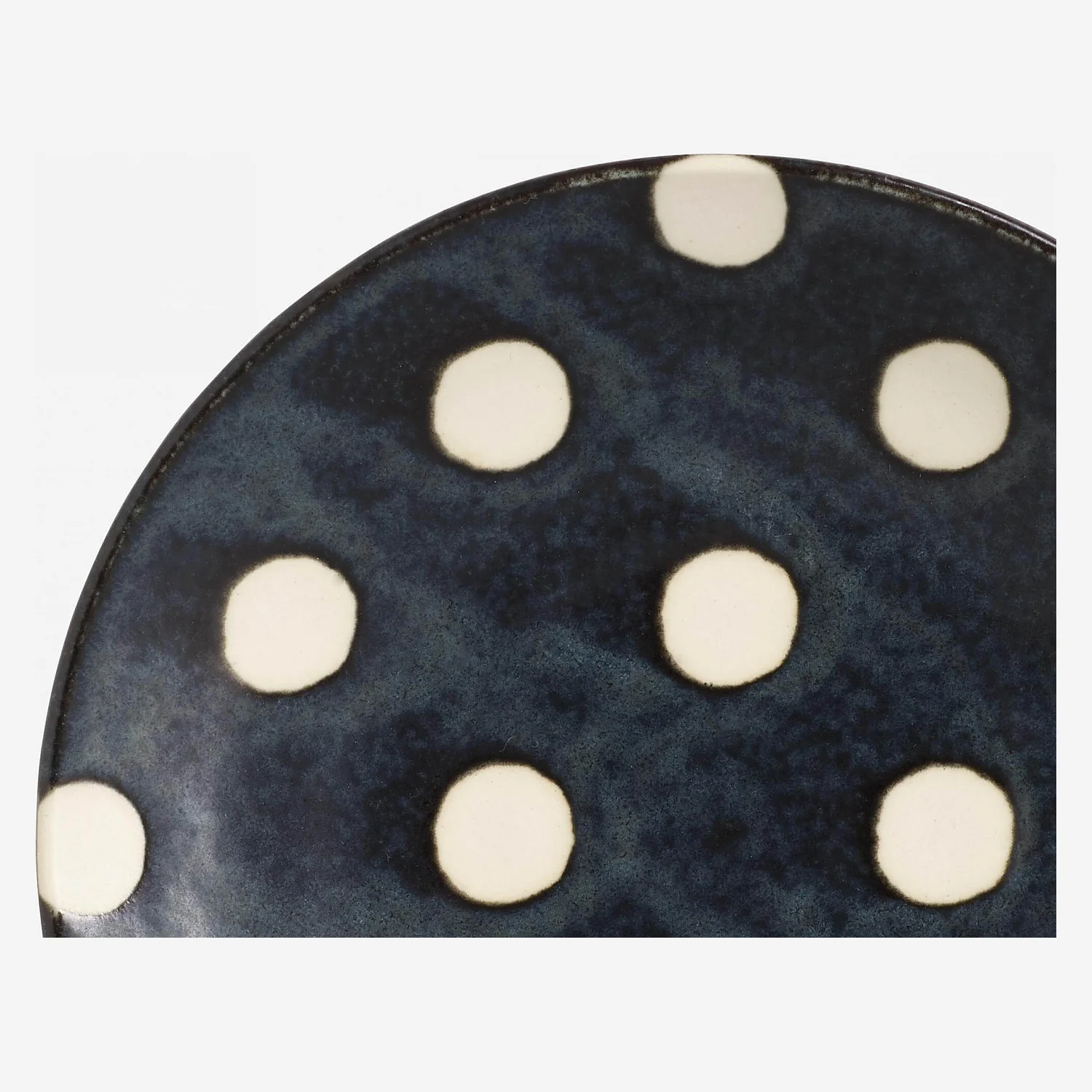 Soucoupe en porcelaine - Bleu marine et pois blancs - 14 cm - 3