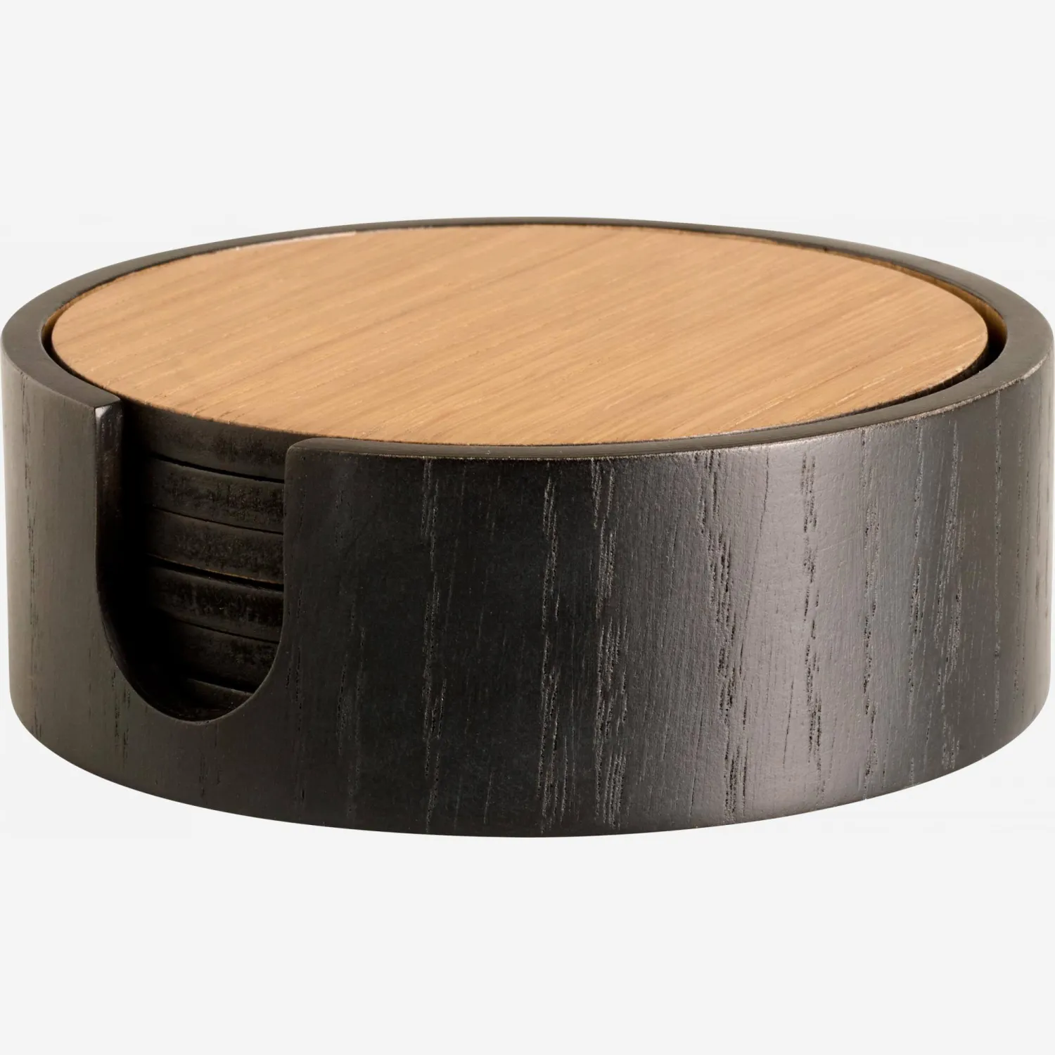 Lot de 6 sous-verres en bois avec support