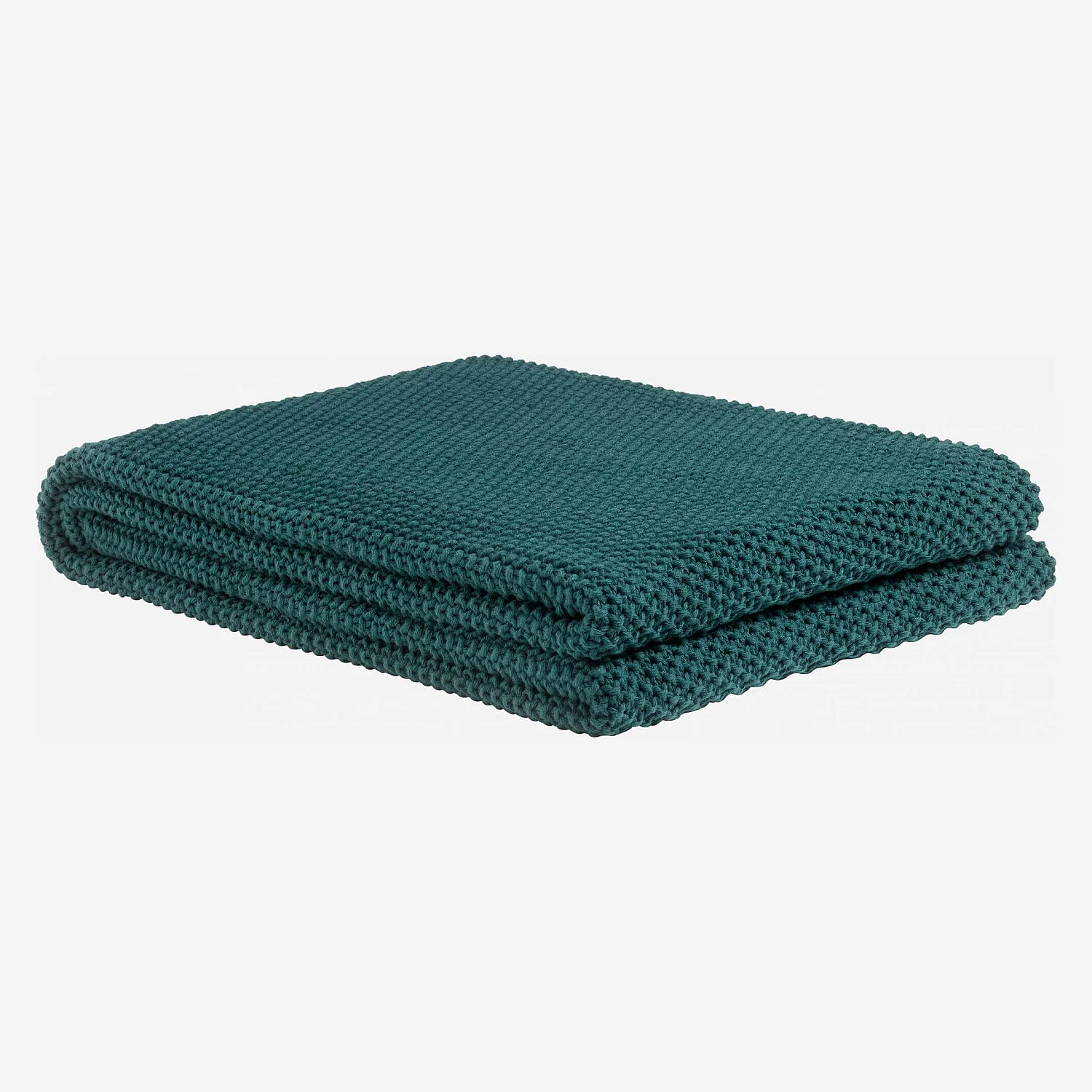 Plaid tricoté en coton - 130 x 170 cm - Vert - 2
