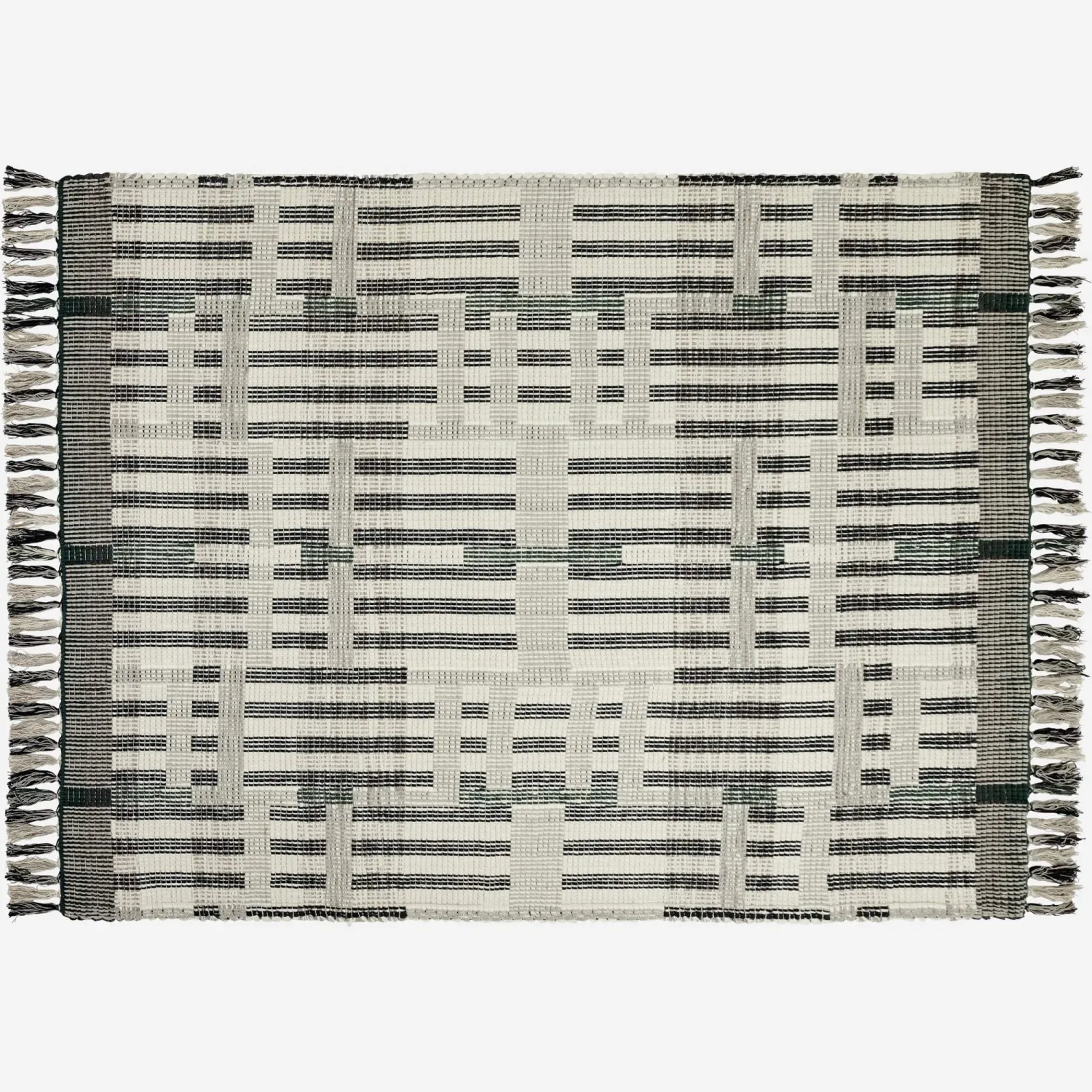 Gewebter Teppich aus Wolle - 170 x 240 cm - Schwarz und Weiß