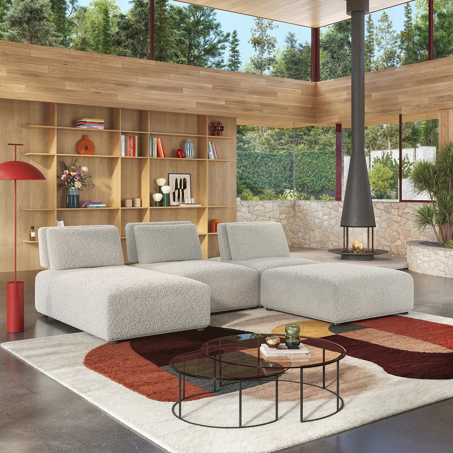 Chaiselongue aus Stoff - Grau - 1