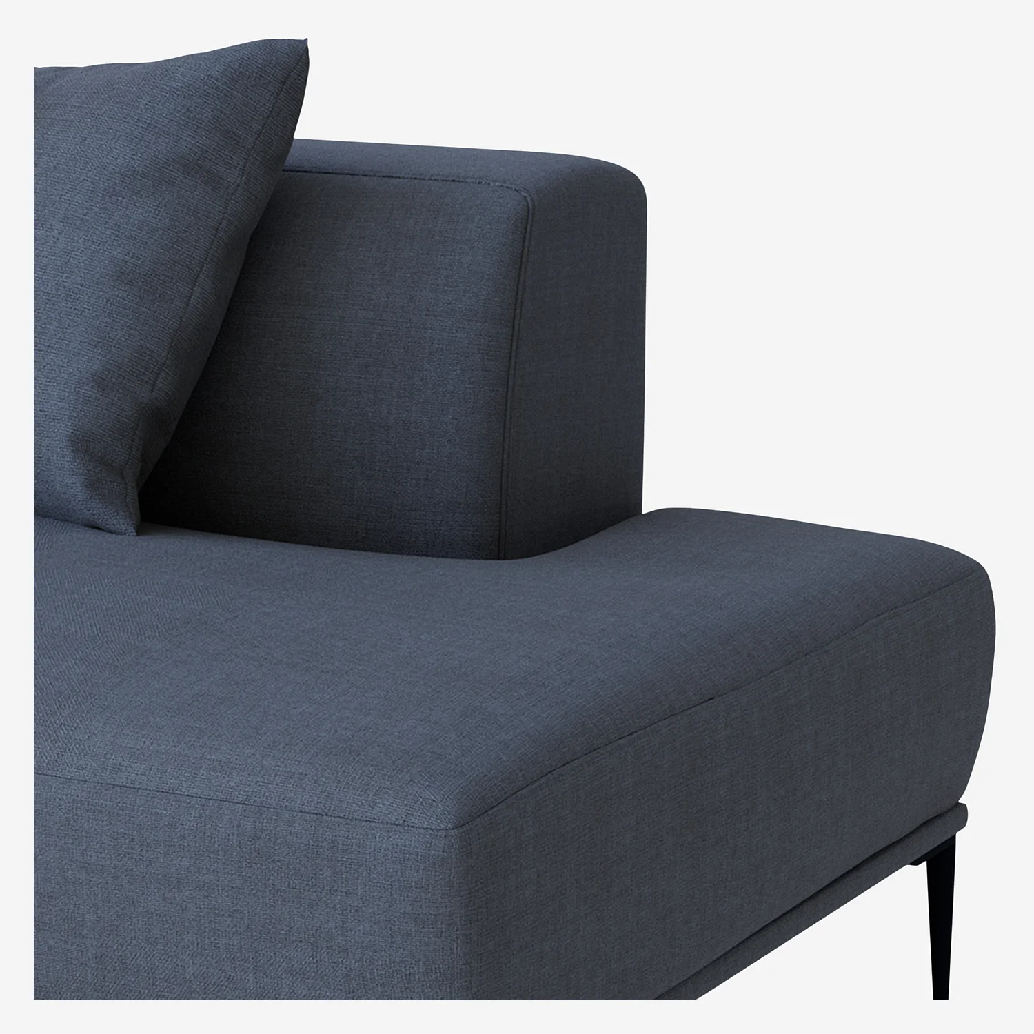 Méridienne droite en lin garni de plumes - Bleu - 2