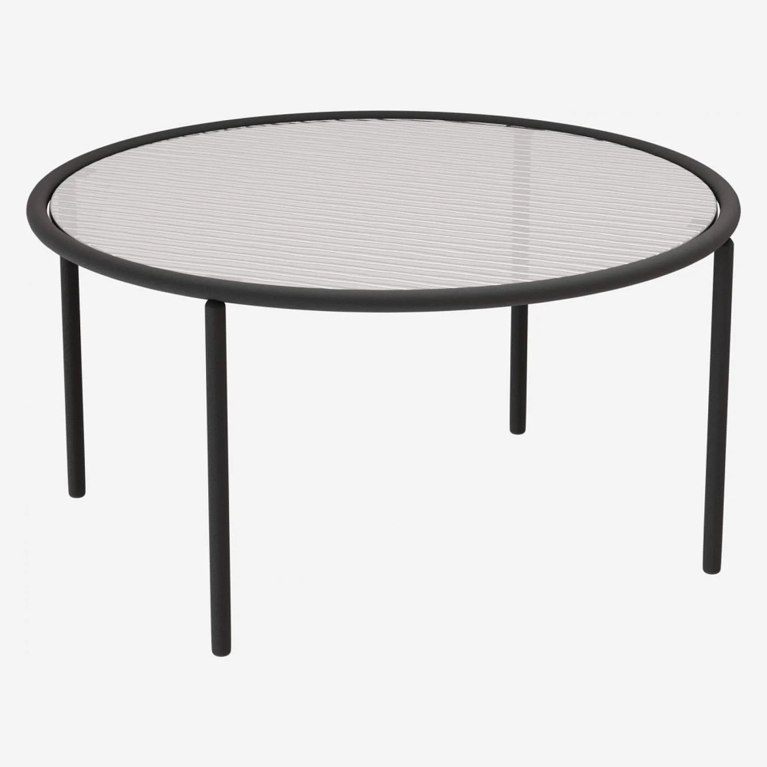 Table basse ronde en acier et verre ondulé - 80 cm - 4