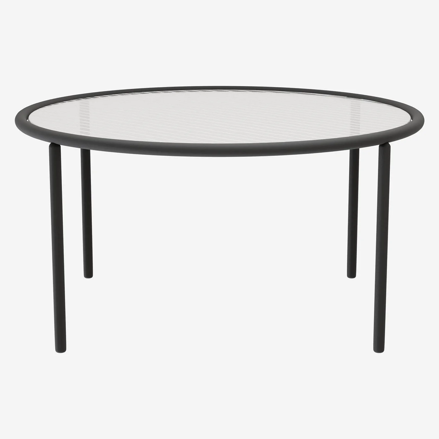 Table basse ronde en acier et verre ondulé - 80 cm - 2