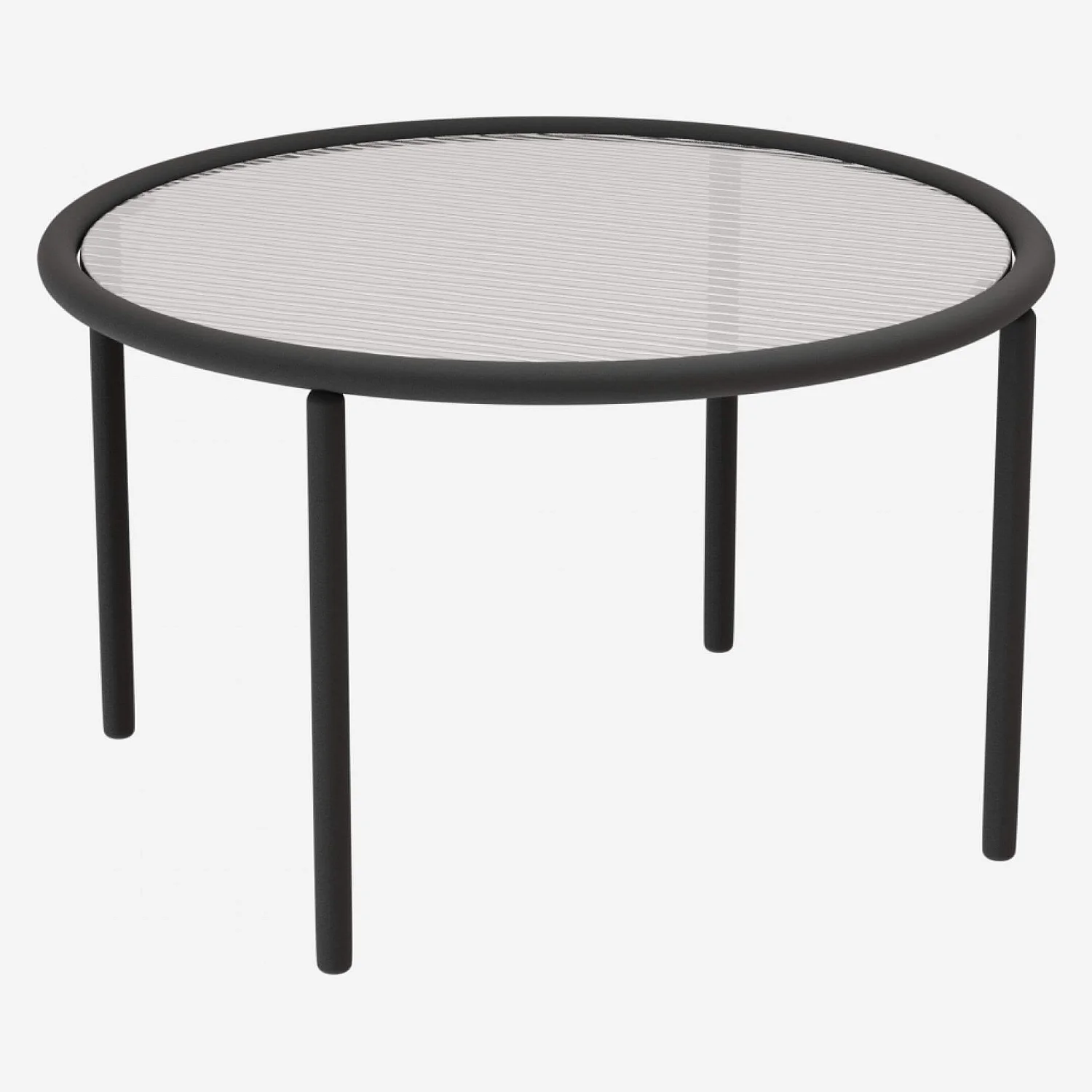 Table basse ronde en acier et verre ondulé - 60 cm - 5