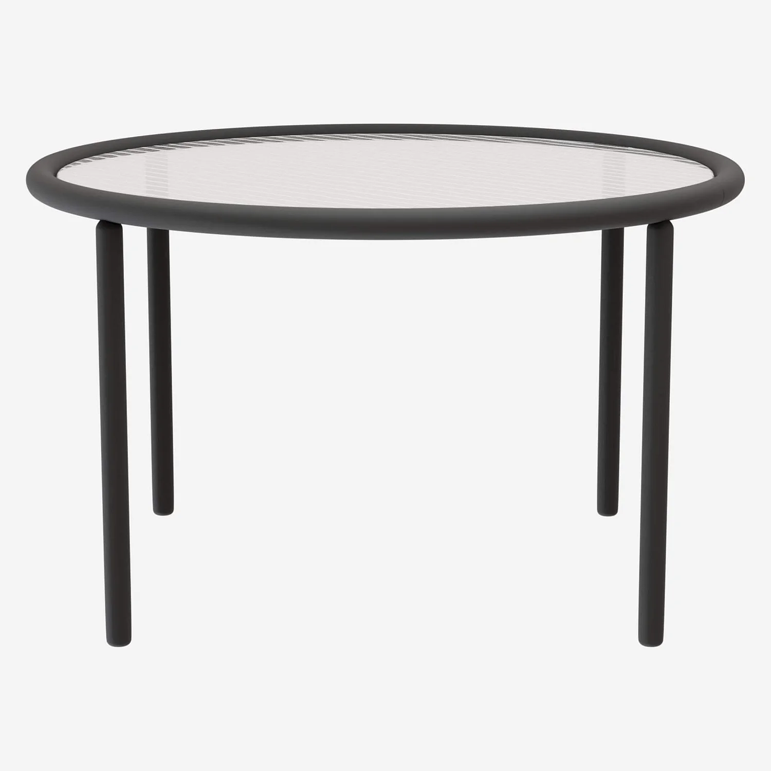 Table basse ronde en acier et verre ondulé - 60 cm - 2