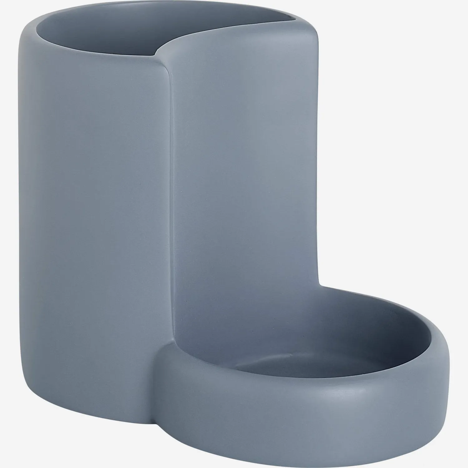 Pot à ustensile avec repose-cuillère en résine - Gris