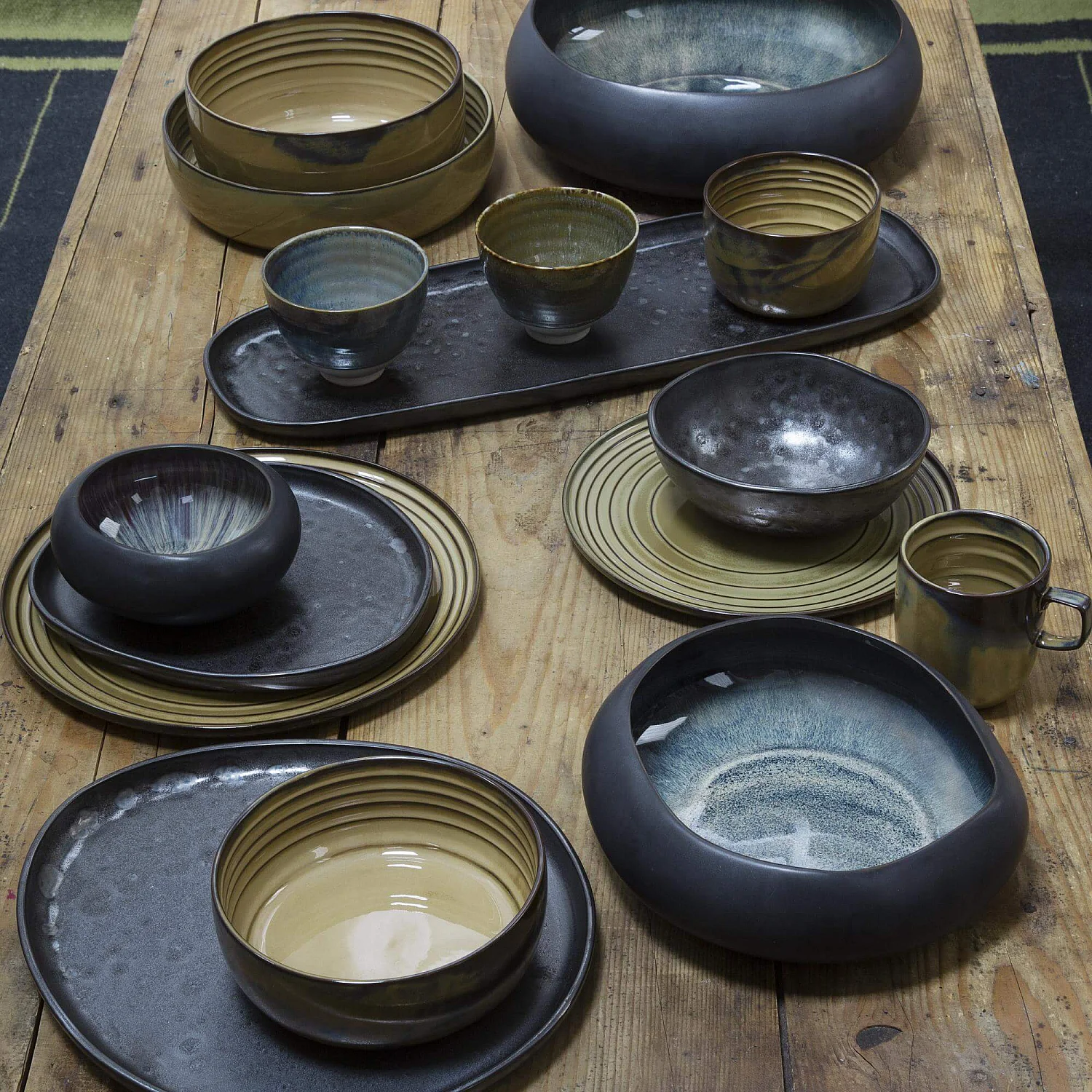 Plat creux en grès - 21 cm - Noir - 3