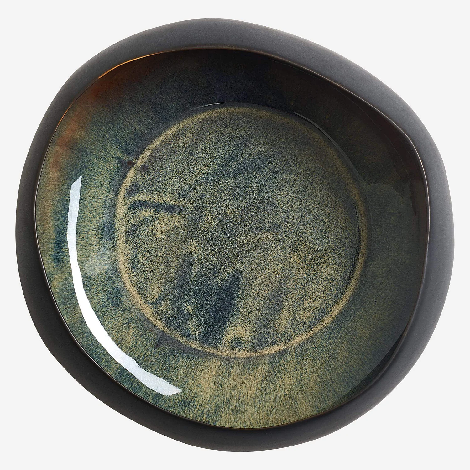 Plat creux en grès - 21 cm - Noir - 1