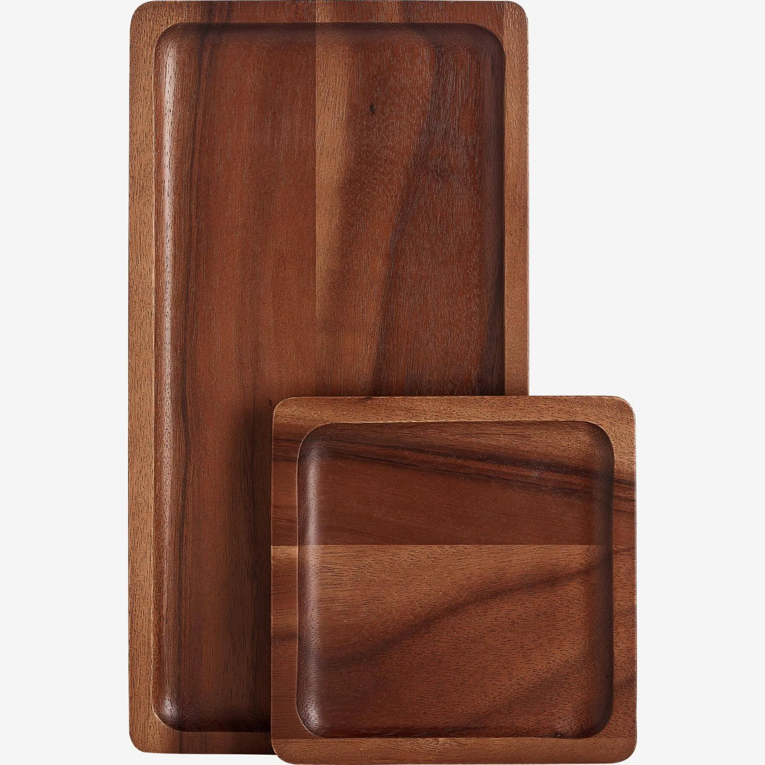 Lot de 2 plateaux en bois d'acacia