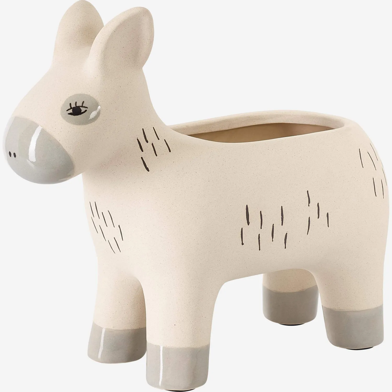 Cache-pot âne en faïence - Blanc