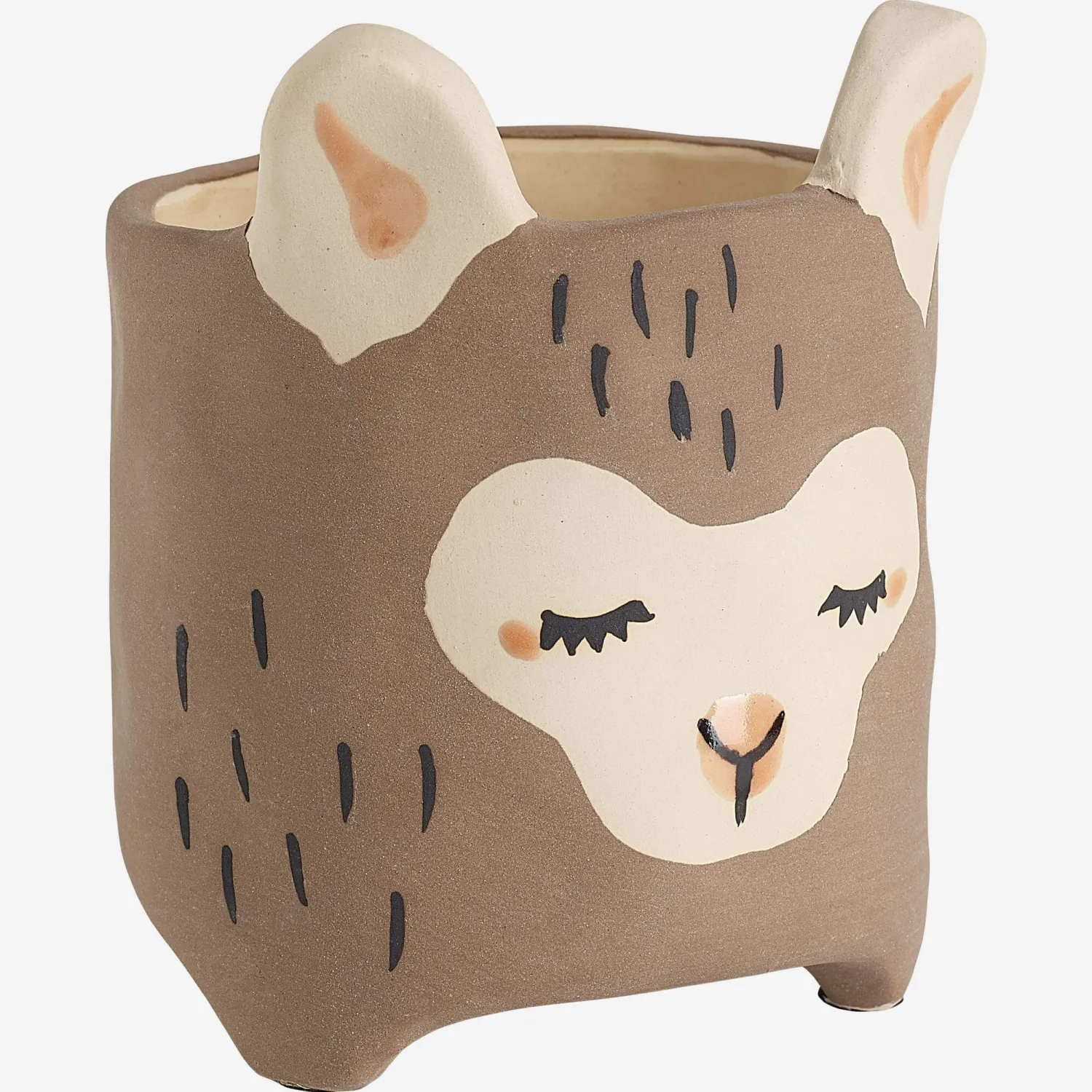 Cache-pot lama en faïence - 14 cm