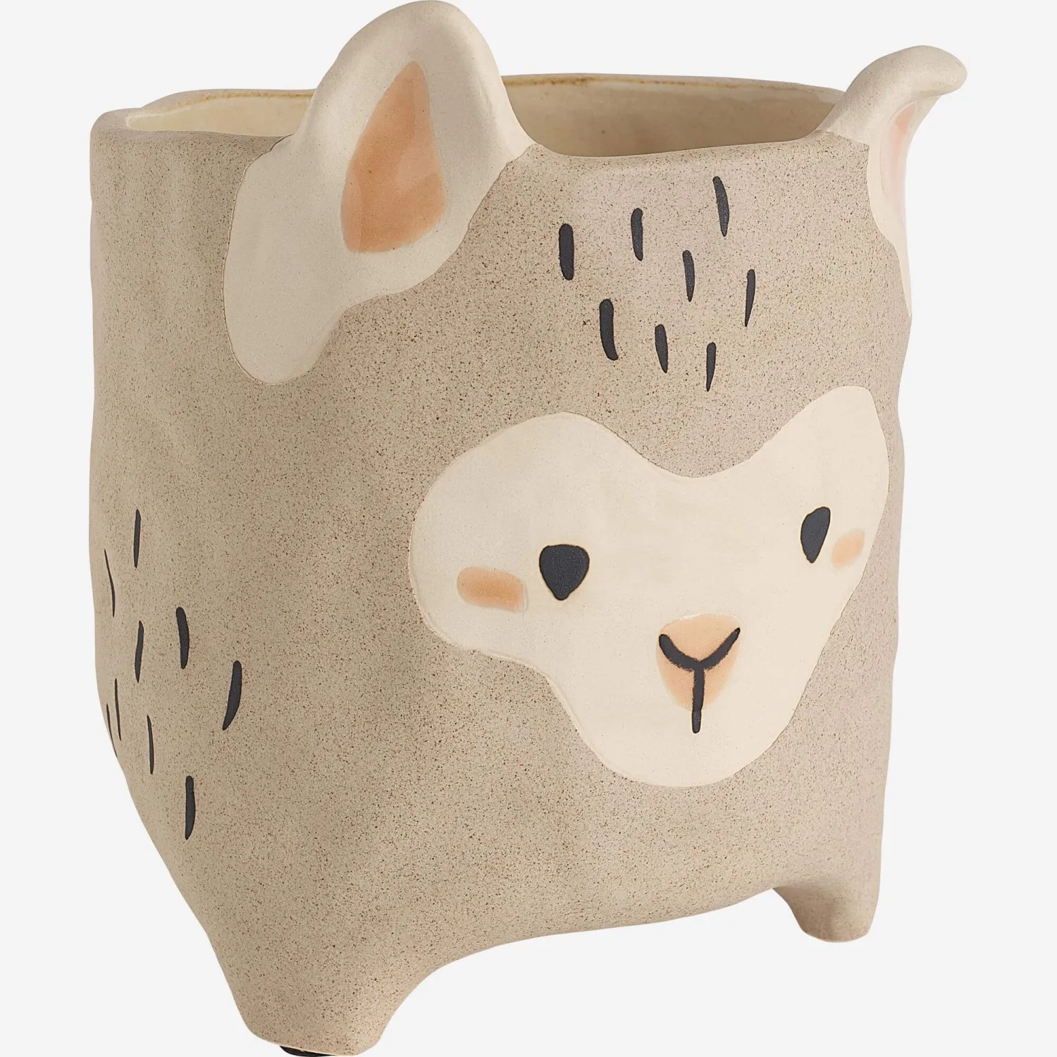 Cache-pot lama en faïence - 18 cm