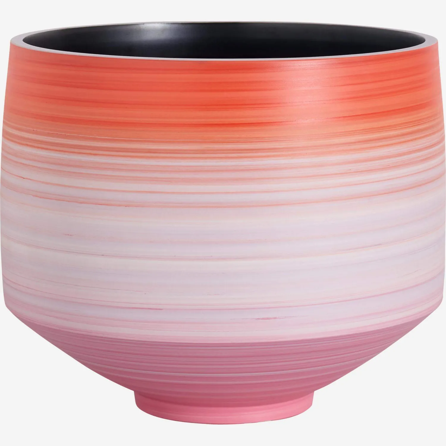 Cache-pot en grès - Blanc et orange
