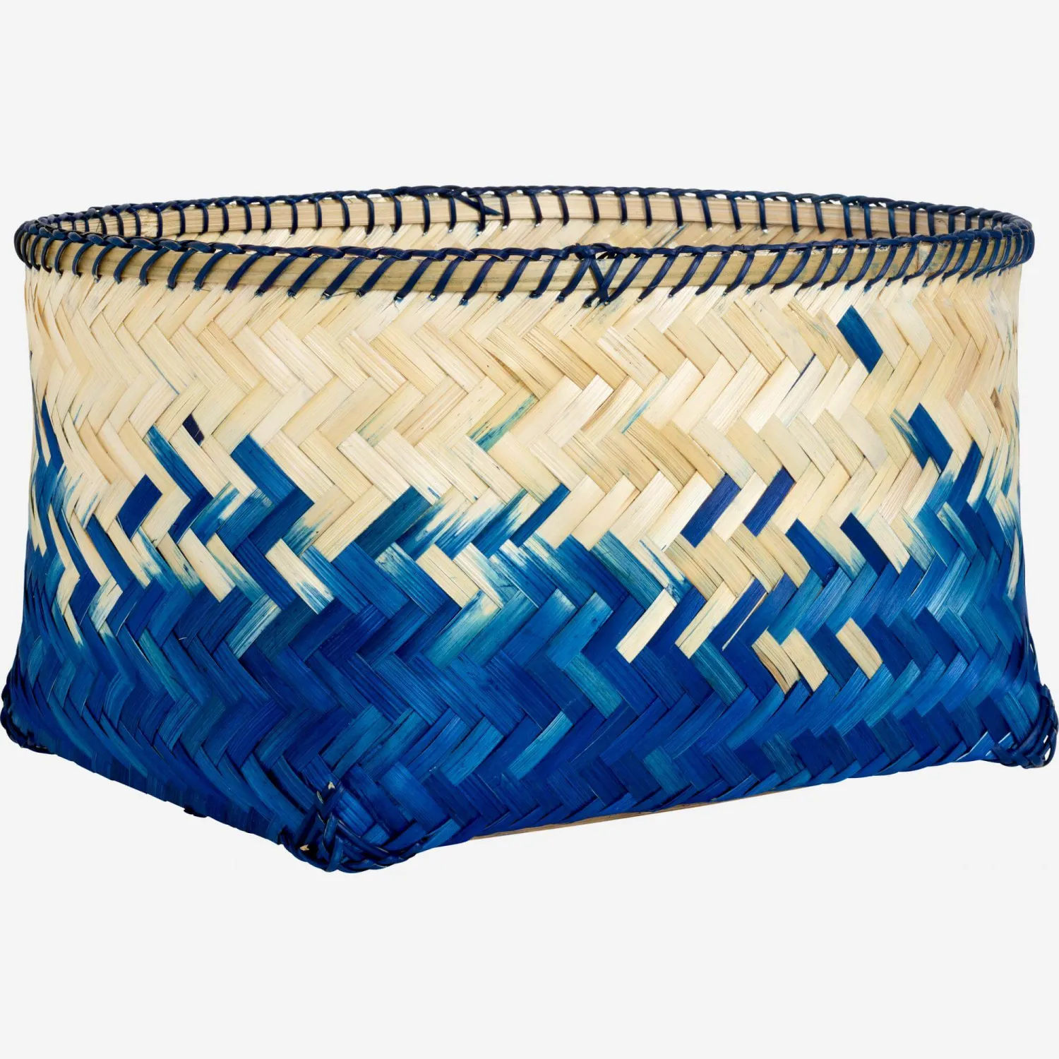 Panier en bambou - Bleu et naturel - 42 x 32 cm