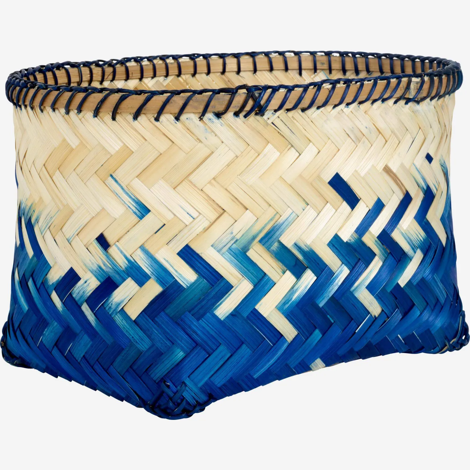 Panier en bambou - Bleu et naturel - 34 x 22 cm