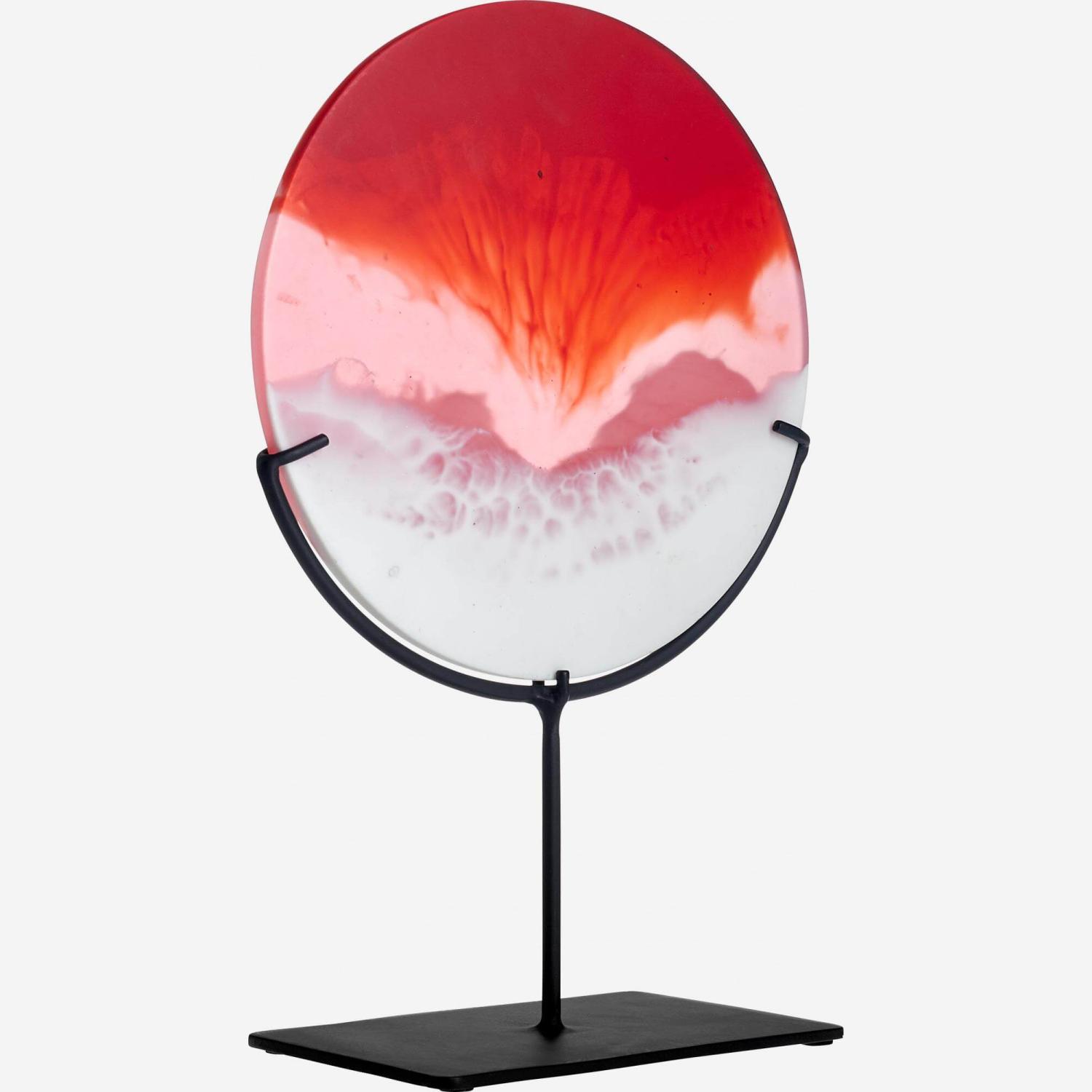 Objet décoratif en résine et métal - Blanc et Rouge