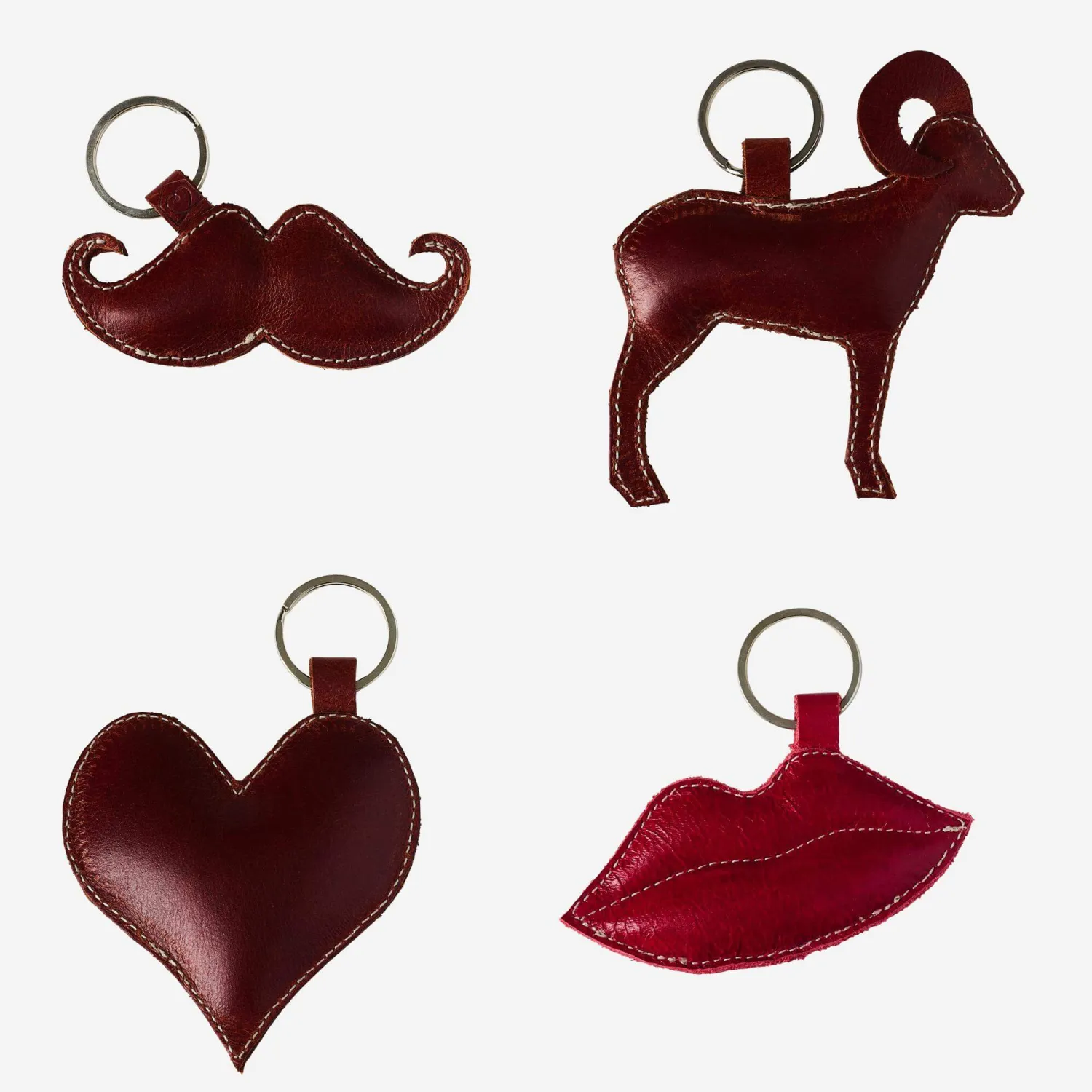 Porte-clés en cuir recyclé - Assortiment de 4 designs
